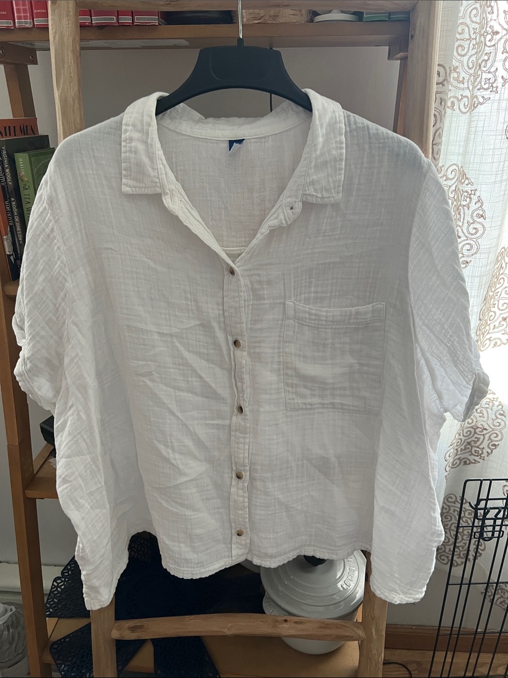 Old Navy White Cotton Gauze Button-Down Shirt
